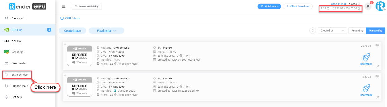 How to use EXTRA SERVICE feature of iRender? 1