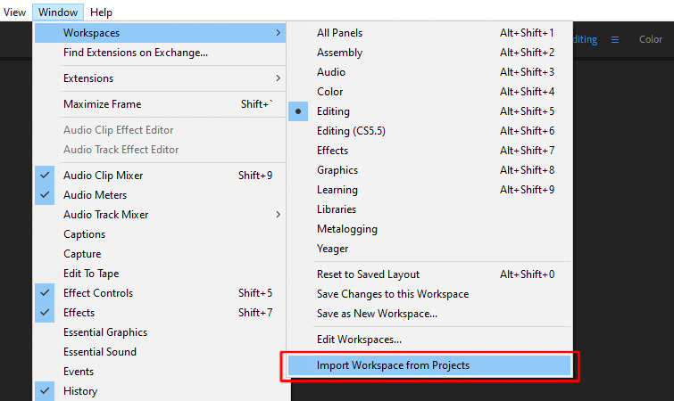 Disable imported workspaces.