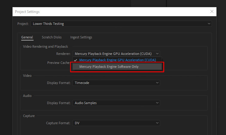 sự cố trong Adobe Premiere Pro