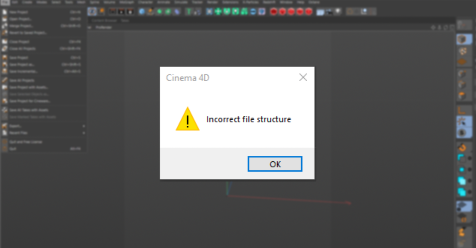 File Structure in Cinema 4D - error corrupted