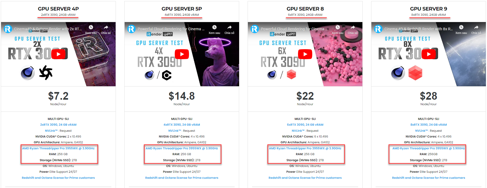 Multiple RTX 3090 machines for Redshift