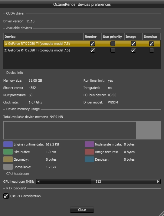 Why does Octane only use a single GPU 1