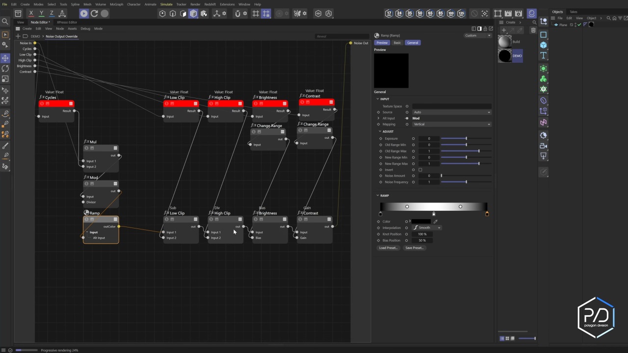 How to Create a Noise Output Override Node in Cinema 4D 4