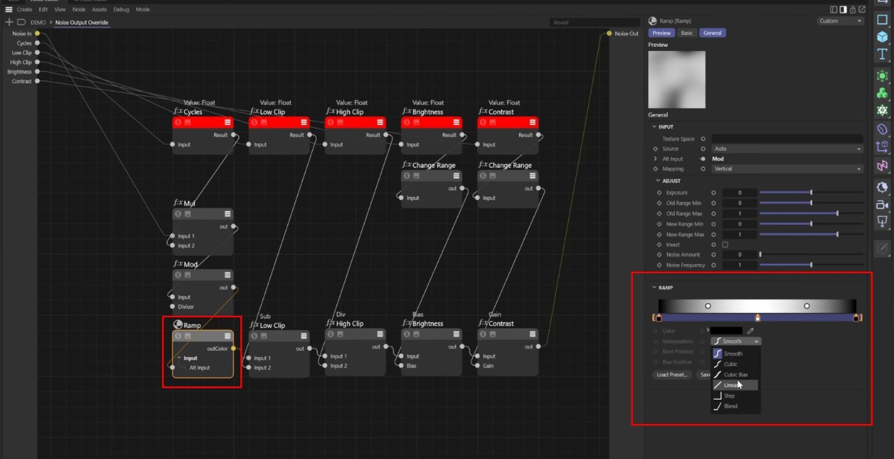 How to Create a Noise Output Override Node in Cinema 4D 7